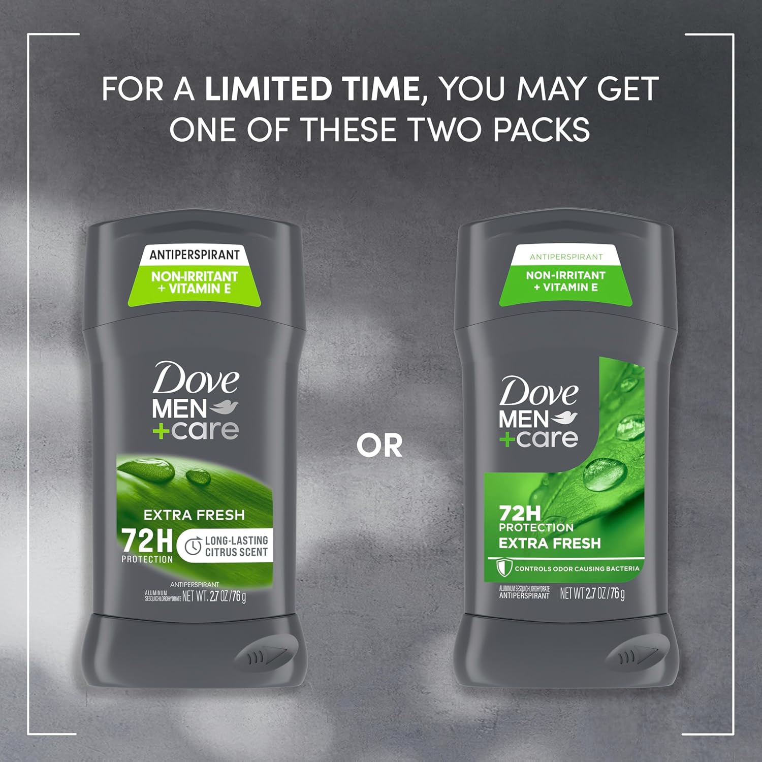 Dove Men+Care Antiperspirant Deodorant Stick Extra Fresh 2.7 oz 72H Protection Non-Irritant Vitamin E for Men Long-Lasting Citrus Scent