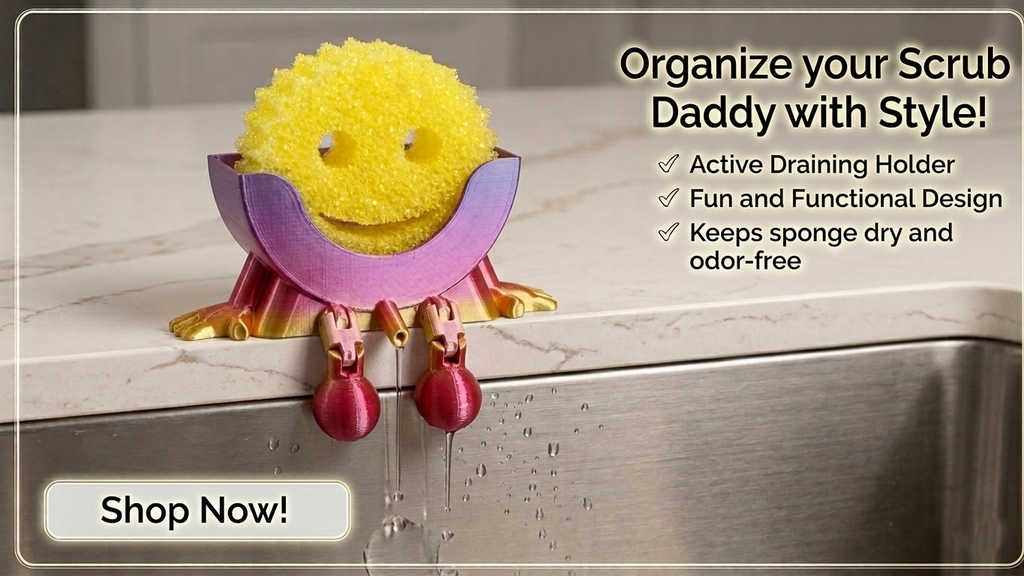 Funny Dish Sponge Holder with Drainage for Kitchen Organization 3d Print