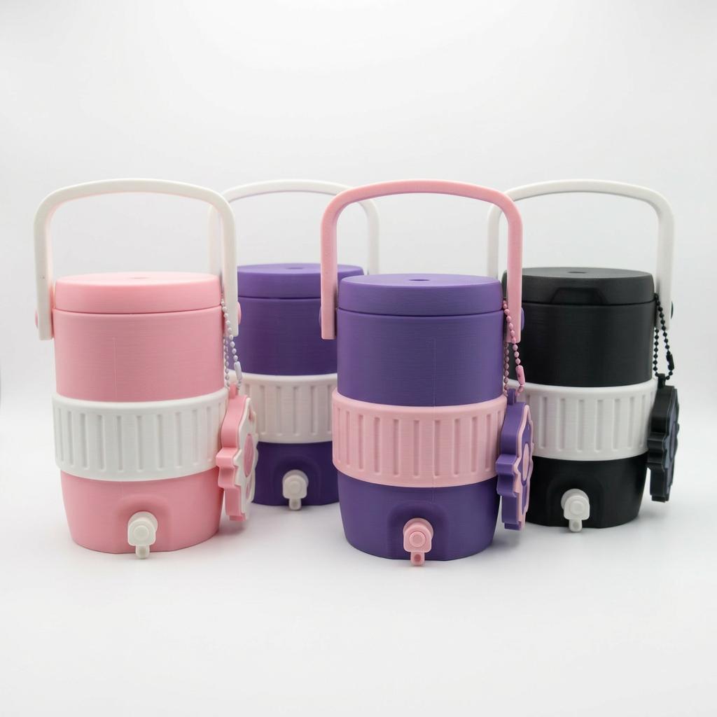 3D Printed Soda Can Holder with Lid, Straw Hole, Handle & Can Opener | Portable 12 oz Can Cooler Koozie